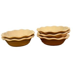 Vtg Emile Henry Mini Pie Tartlet Dish Set‎ Of 5 31-62 Brown Modele Depose France
